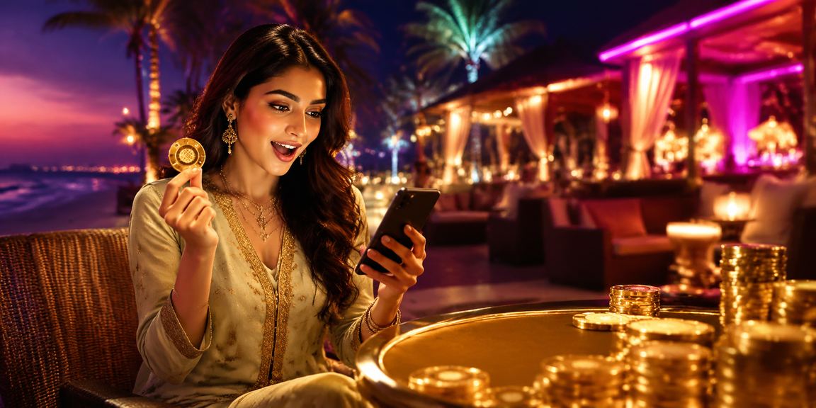 Elegant Indian woman enjoying VIP casino experience