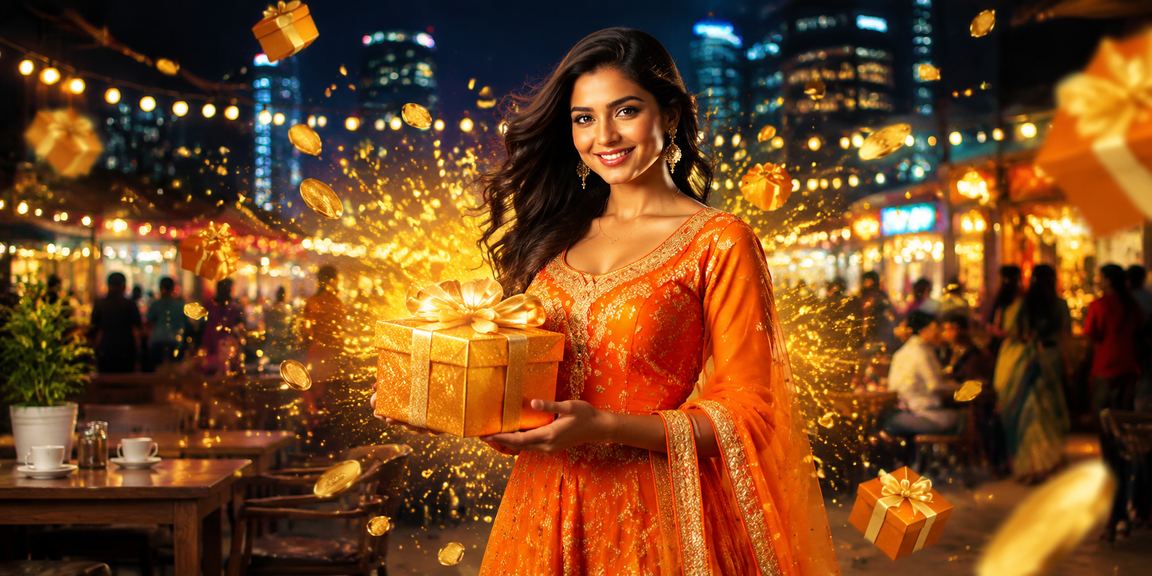 Indian casino night market with bright betting lights
